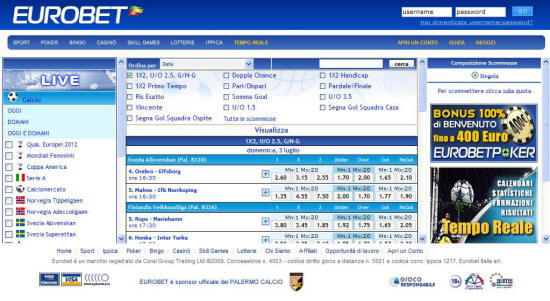 Eurobet scommesse sportive :: Eurobet Scommesse Sportive e Giochi online